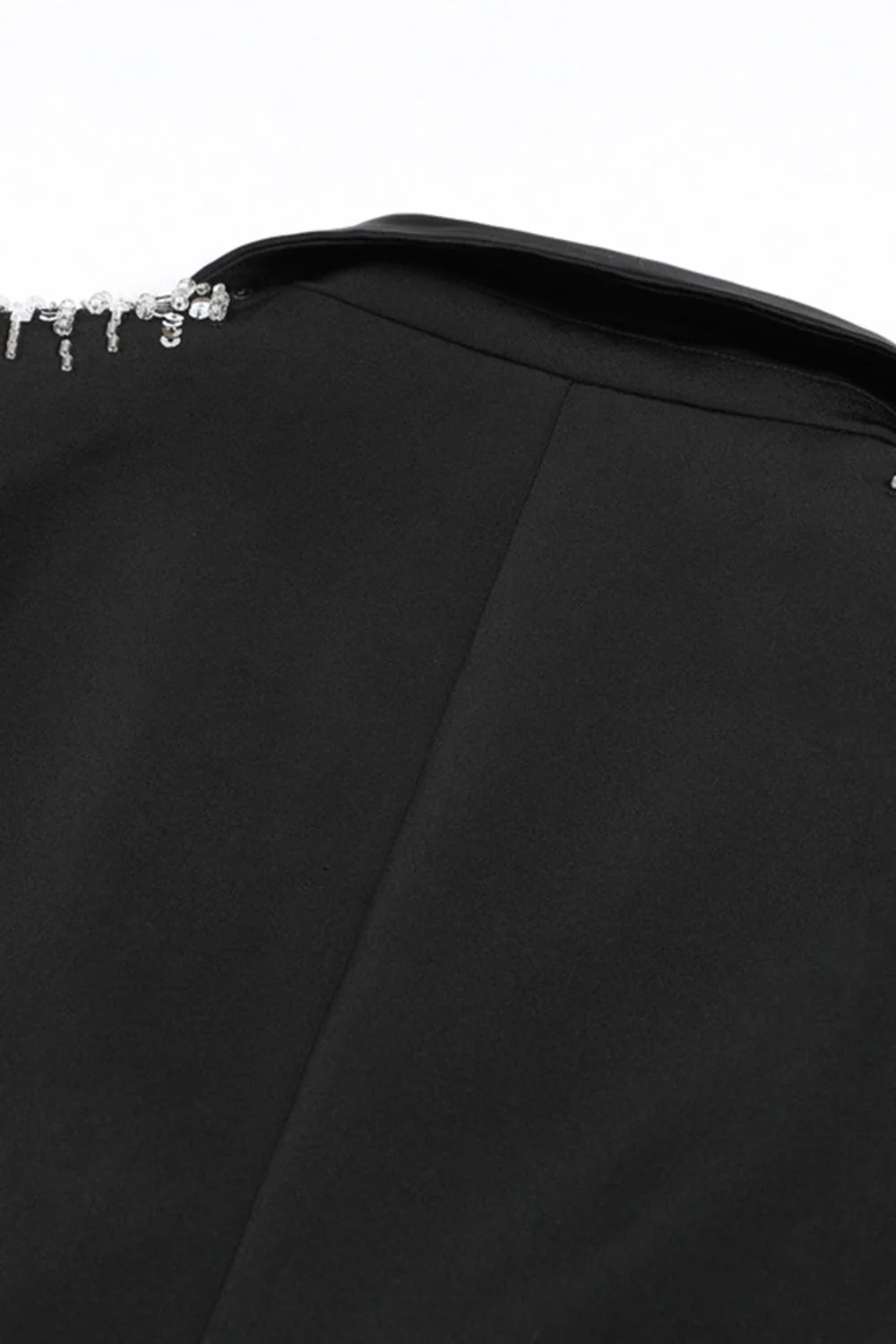 Black Peak Lapel Single Breasted Women Prom Blazer with Sequins - Image 3