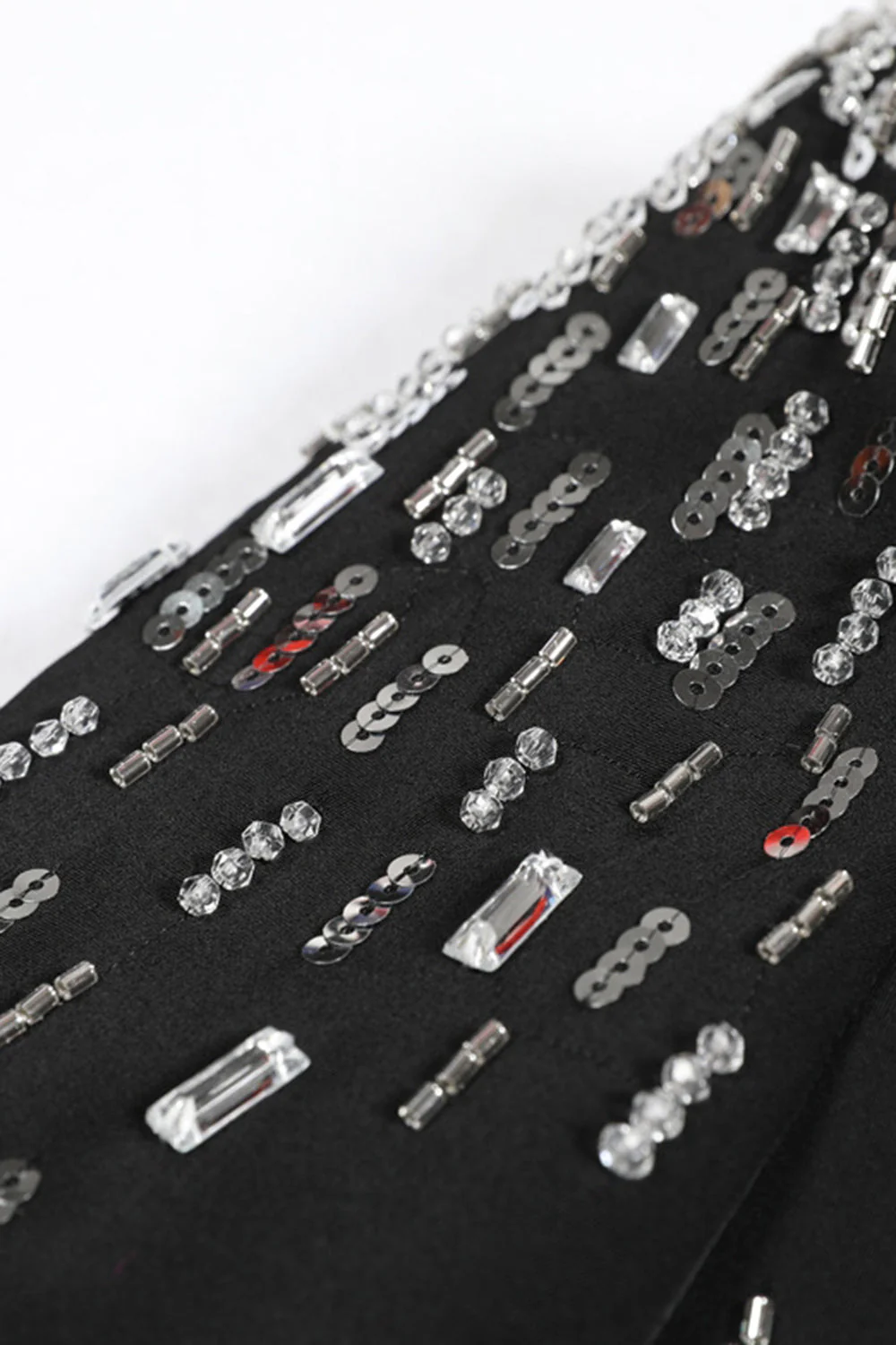 Black Peak Lapel Single Breasted Women Prom Blazer with Sequins - Image 6