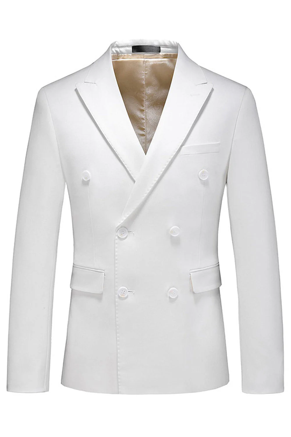 Black Peaked Lapel 3 Pieces Satin Men's Prom Suits - Image 12