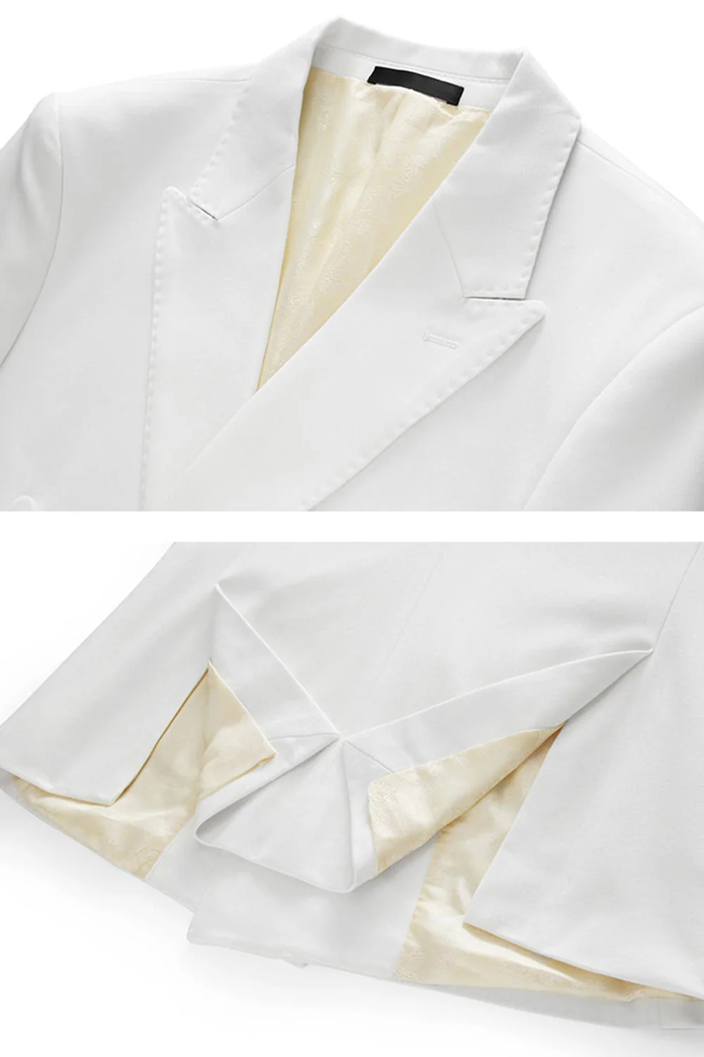 Black Peaked Lapel 3 Pieces Satin Men's Prom Suits - Image 17