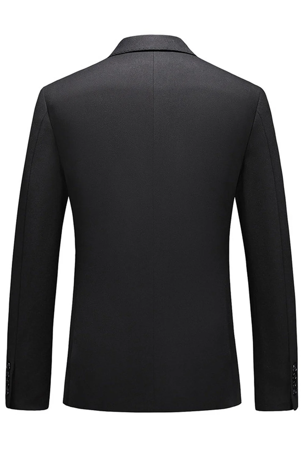 Black Peaked Lapel 3 Pieces Satin Men's Prom Suits - Image 3