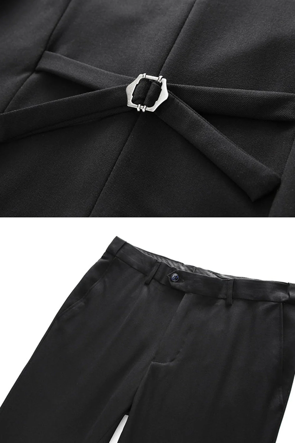 Black Peaked Lapel 3 Pieces Satin Men's Prom Suits - Image 9