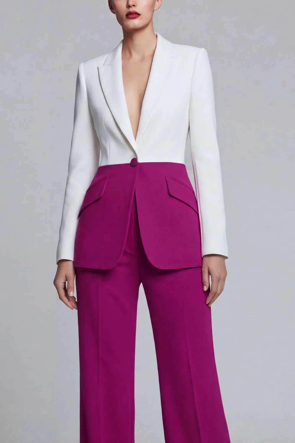 Black Pink 2 Piece Peak Lapel Women Business Suits - Image 7