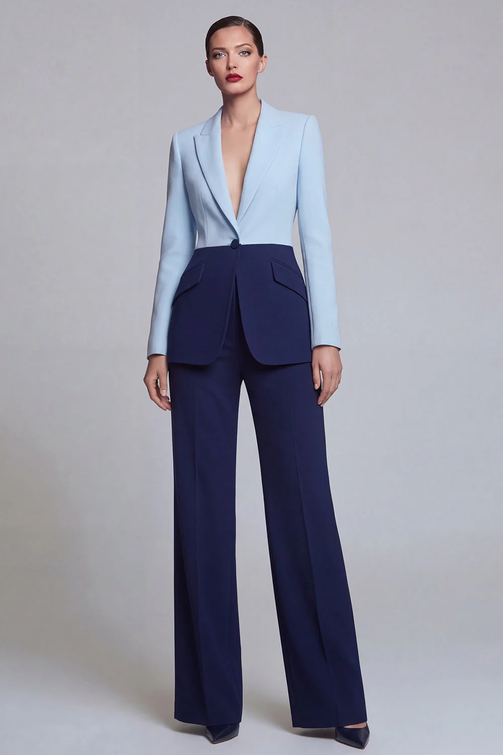 Black Pink 2 Piece Peak Lapel Women Business Suits - Image 9