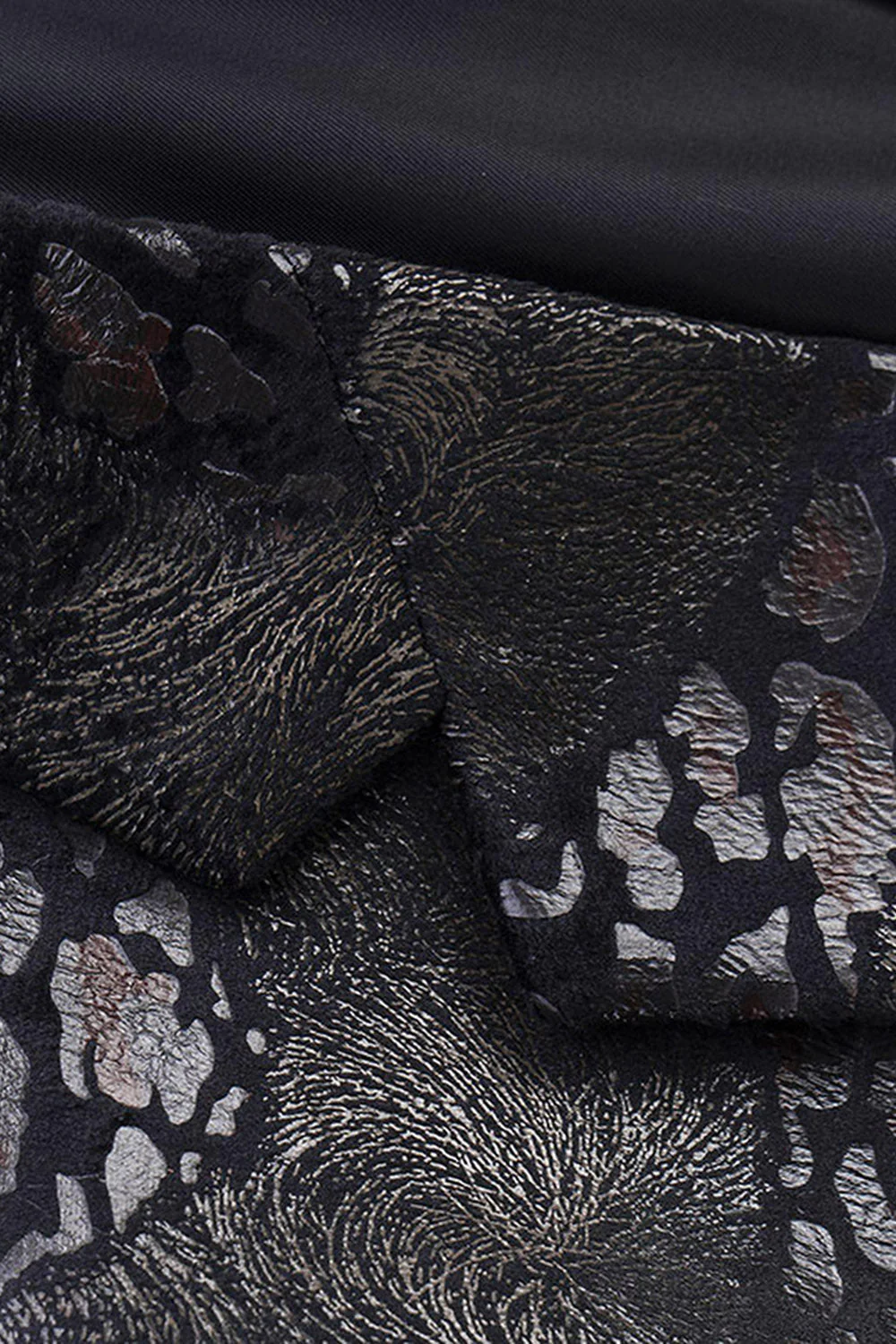 Black Printed Notched Lapel Men's Prom Blazer - Image 3