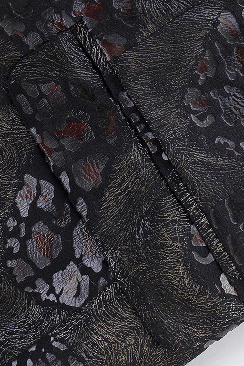 Black Printed Notched Lapel Men's Prom Blazer - Image 4