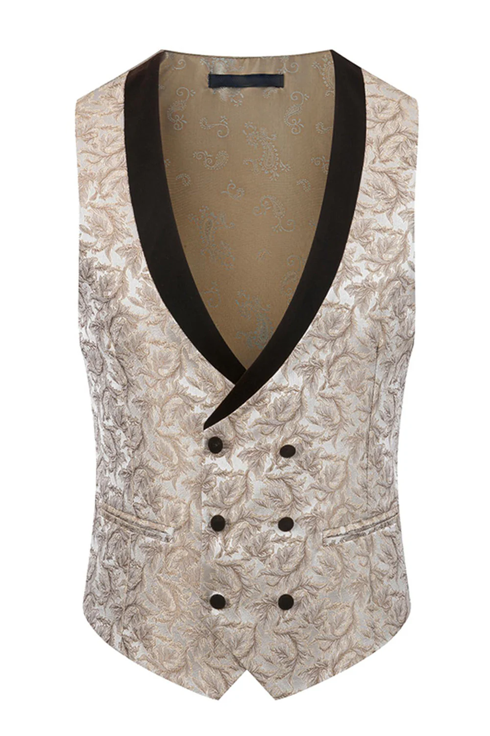 Black Shawl Lapel One Button 3-Piece Men Suits - Image 16