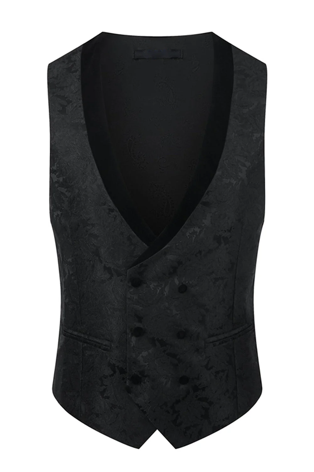 Black Shawl Lapel One Button 3-Piece Men Suits - Image 3