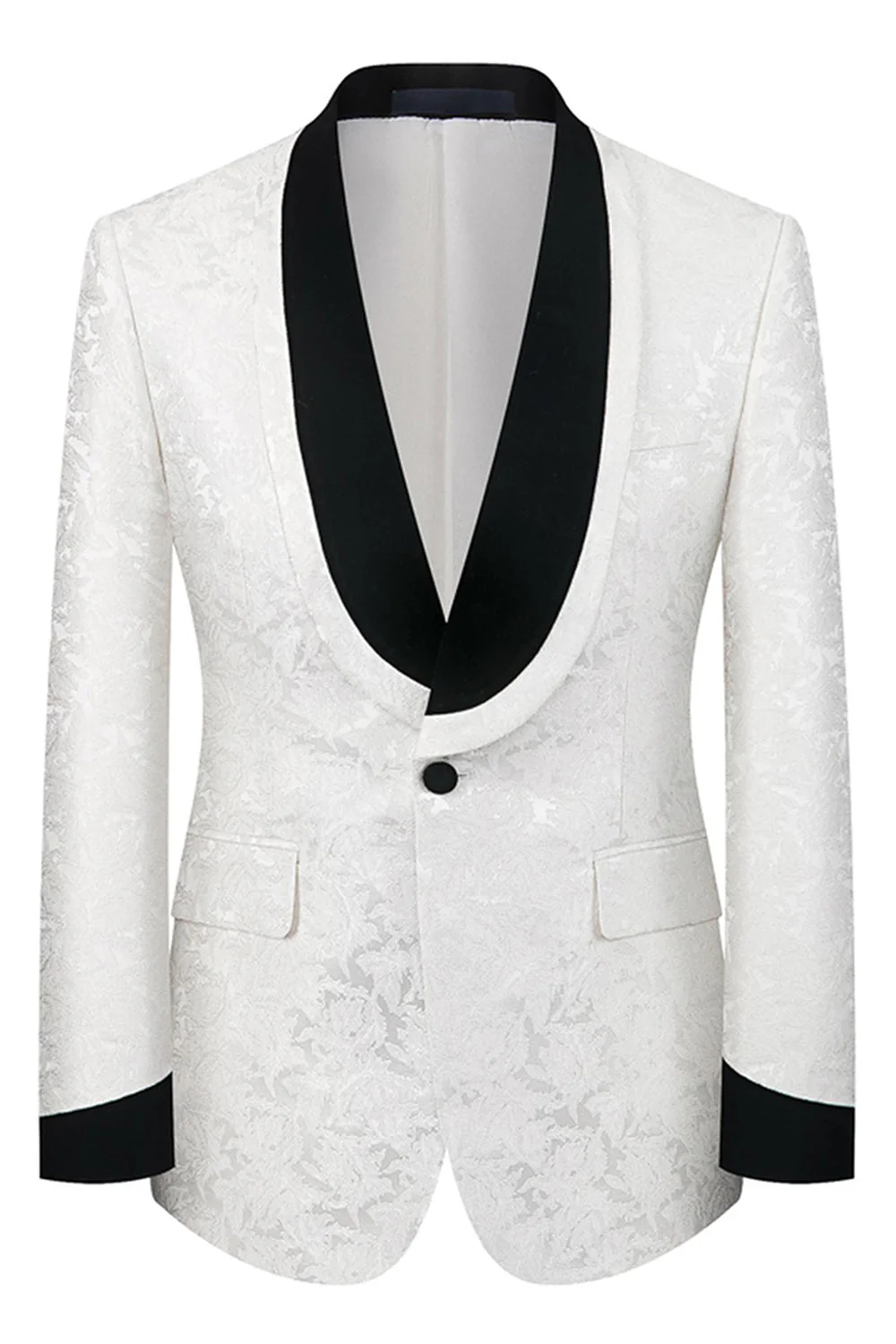 Black Shawl Lapel One Button 3-Piece Men Suits - Image 7