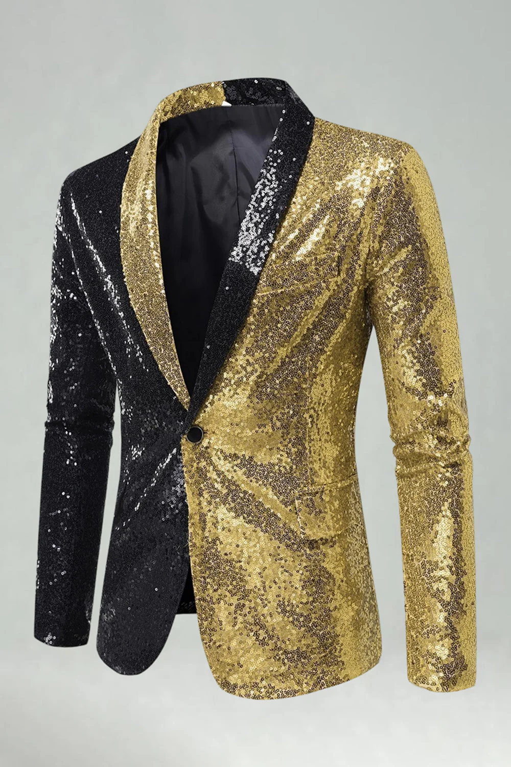 Black Shawl Lapel Sequin Men's Prom Blazer - Image 6