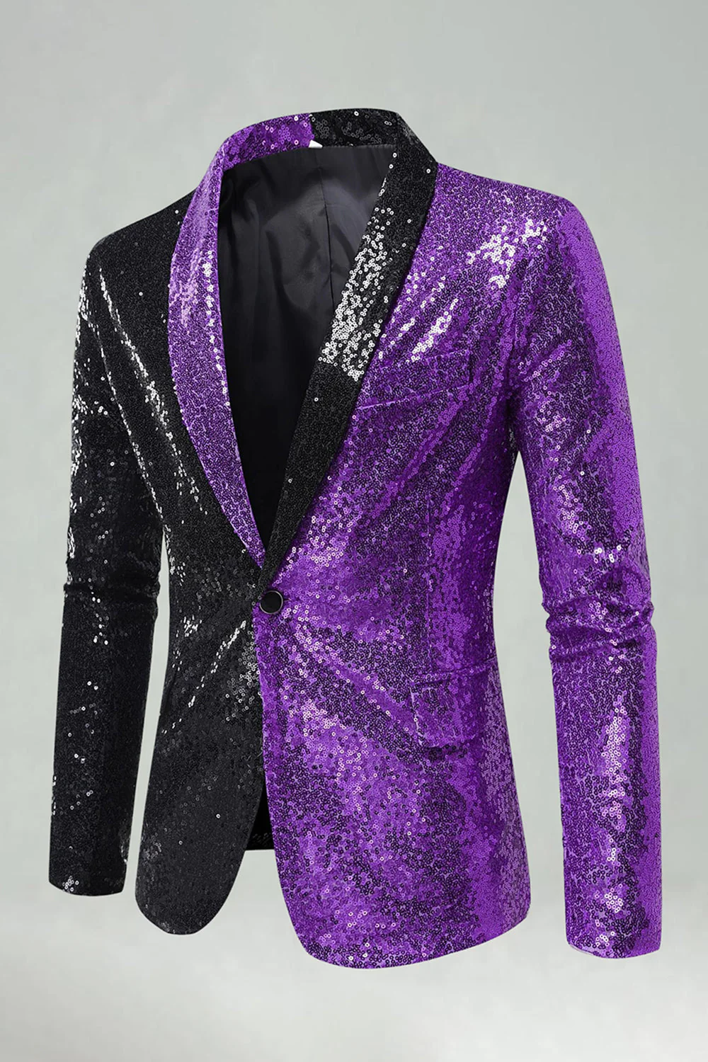 Black Shawl Lapel Sequin Men's Prom Blazer - Image 7
