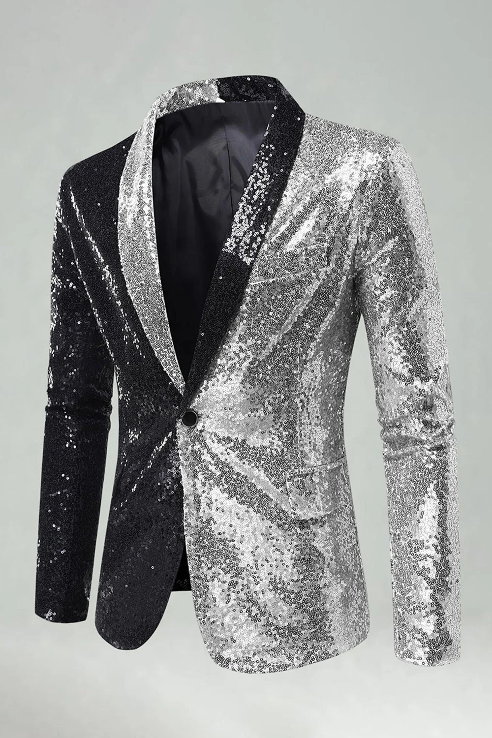 Black Shawl Lapel Sequin Men's Prom Blazer - Image 8