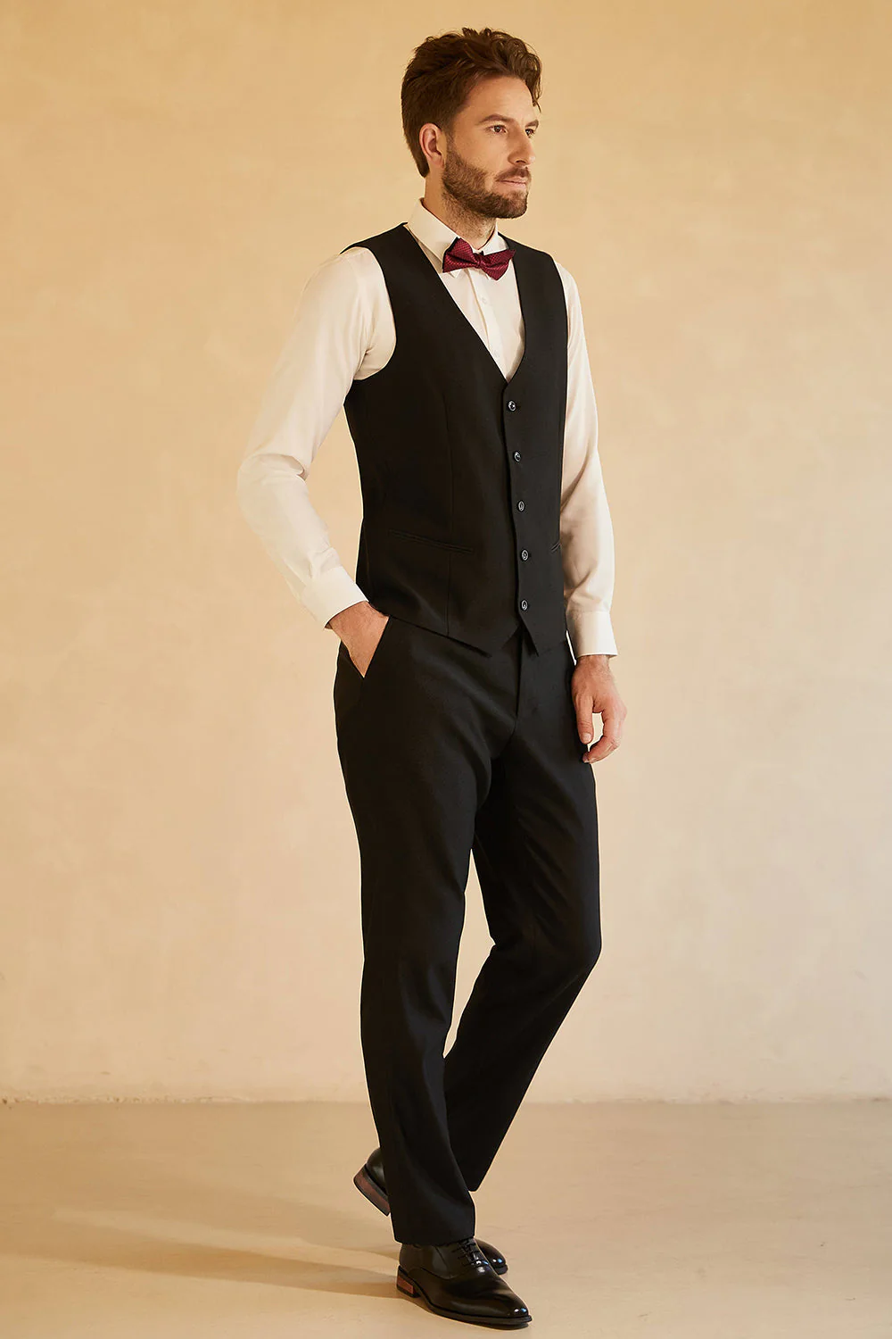 Black Shawl Lapel Single Breasted 3 Piece Men's Suits - Image 4