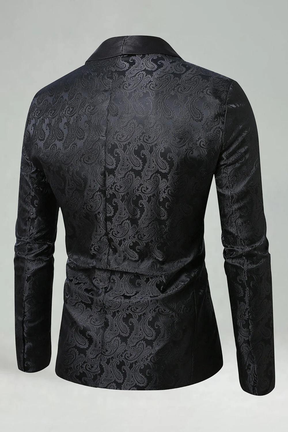 Black Shawl Lapel Single Buckle Men's Prom Blazer - Image 3