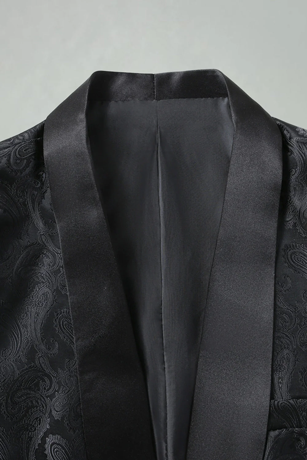 Black Shawl Lapel Single Buckle Men's Prom Blazer - Image 4