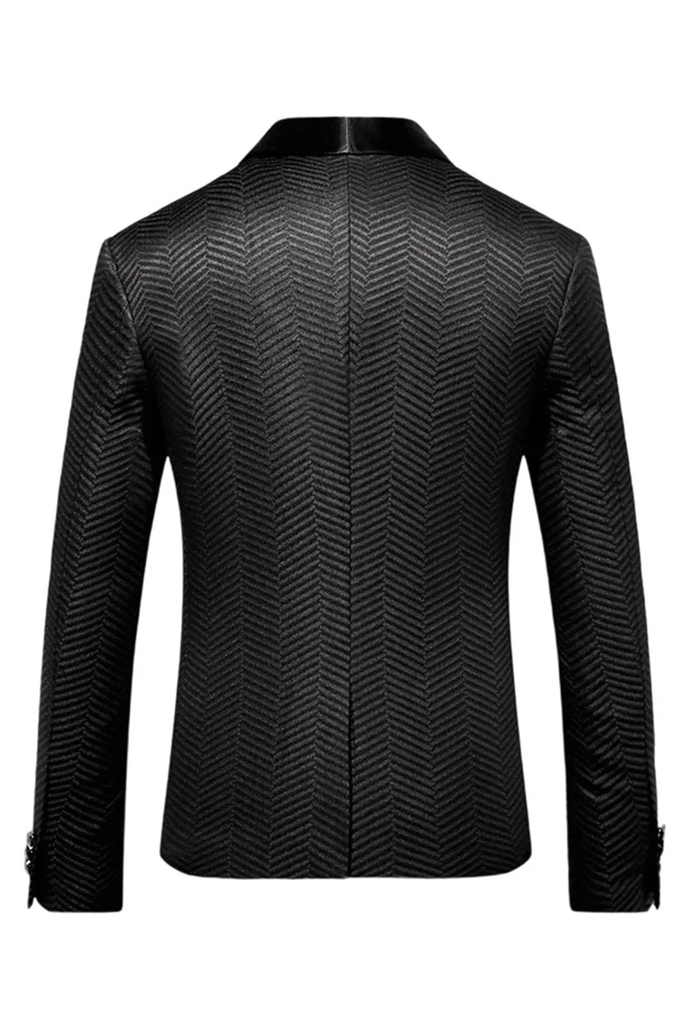 Black Shawl Lapel Stripe Men's Blazer - Image 2