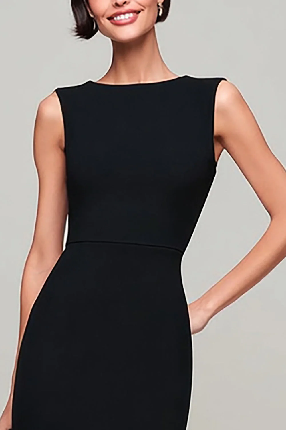 Black Mermaid Keyhole Bateau Neck Long Evening Dress - Image 3