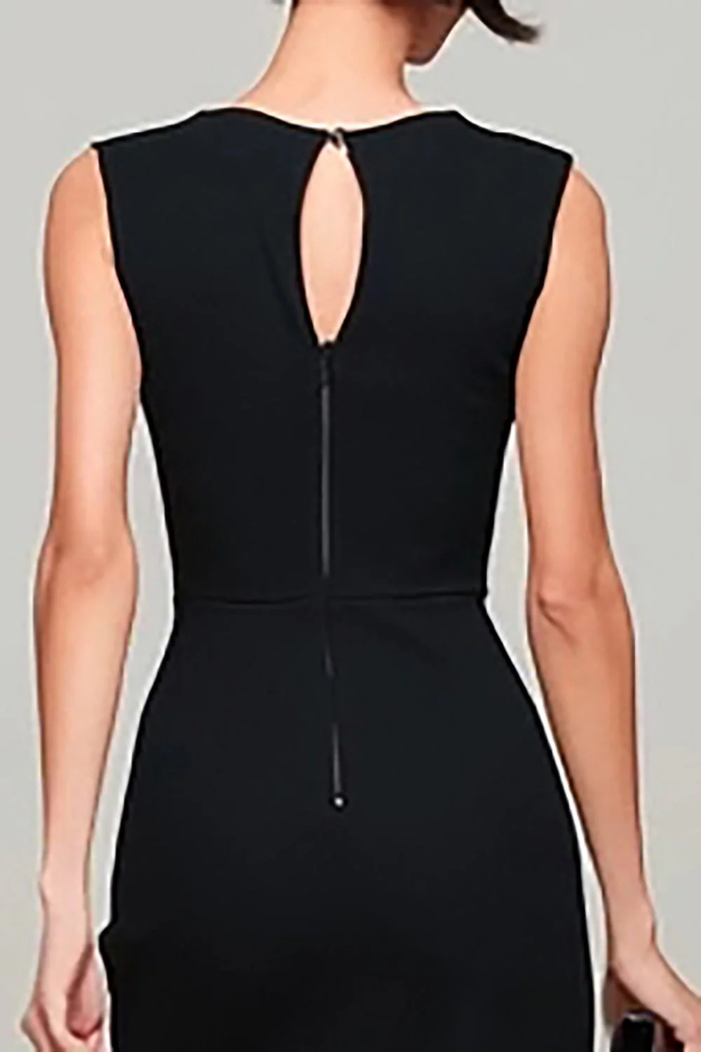 Black Mermaid Keyhole Bateau Neck Long Evening Dress - Image 4