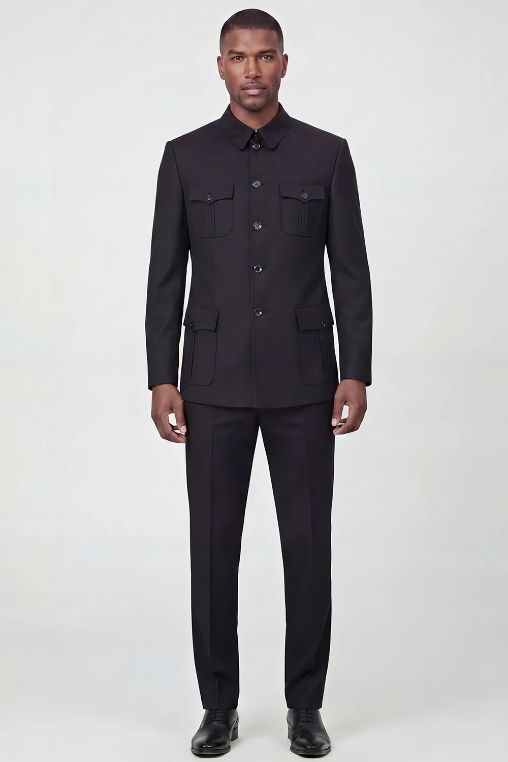 Black Single Breasted 2 Piece Men's Suits - Image 2
