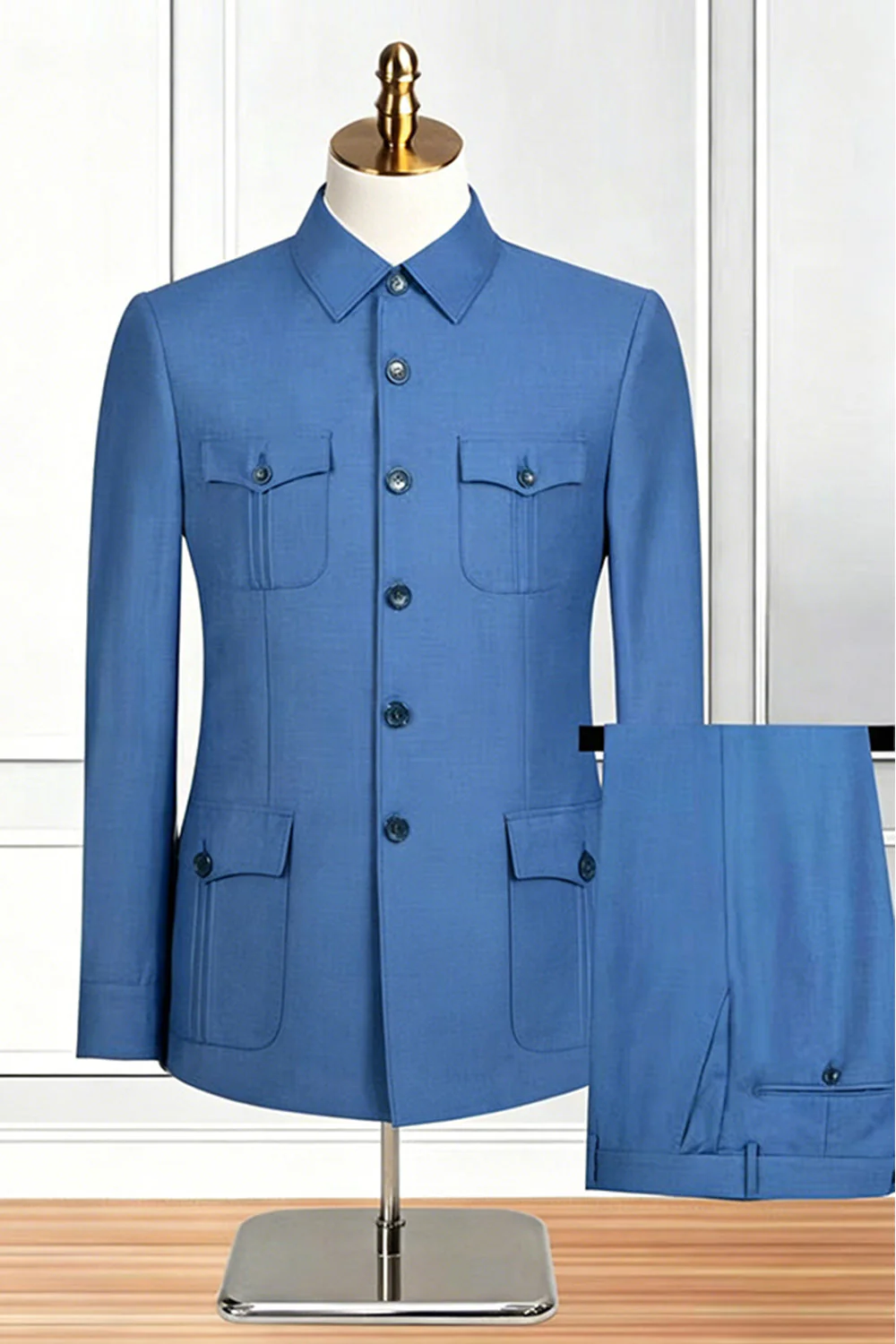 Black Single Breasted 2 Piece Men's Suits - Image 3