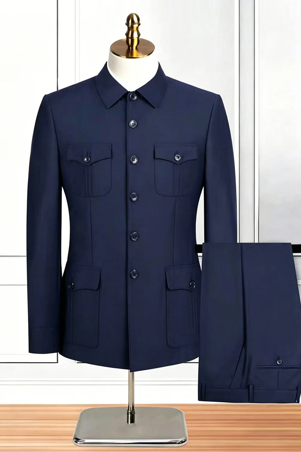 Black Single Breasted 2 Piece Men's Suits - Image 7