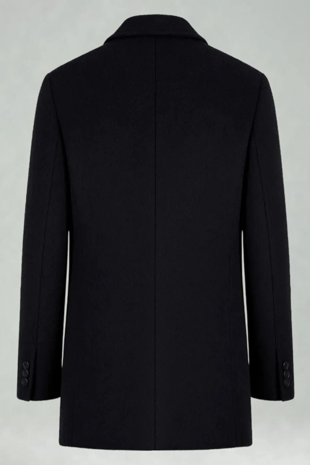 Black Single Breasted Notched Lapel Men's Winter Coat - Image 2