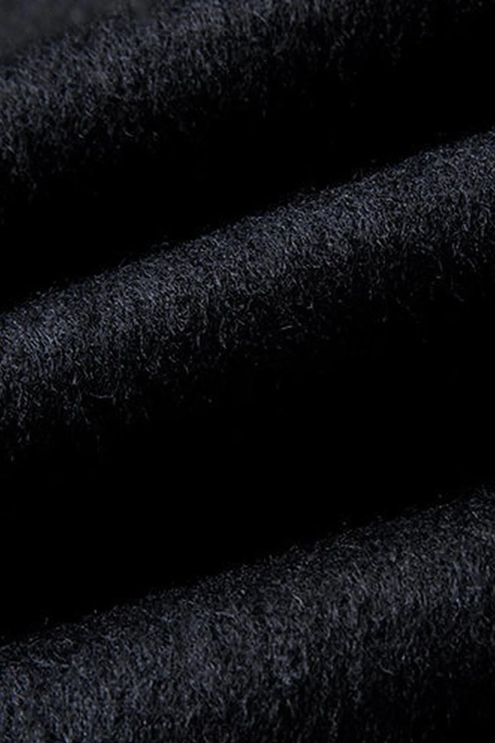 Black Single Breasted Notched Lapel Men's Winter Coat - Image 5