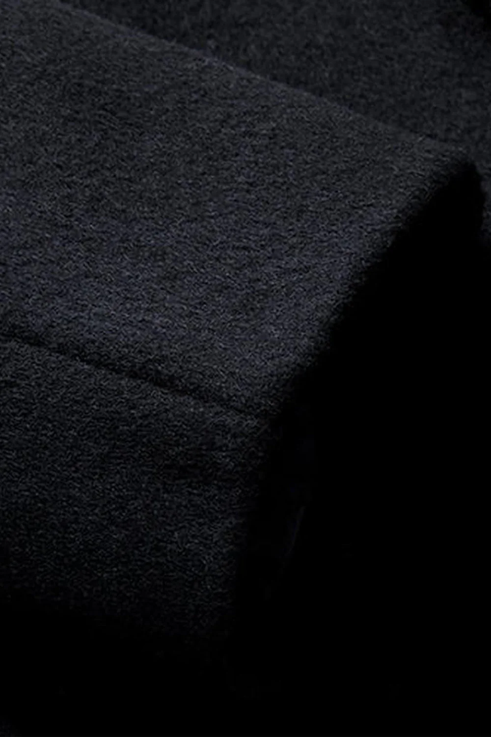 Black Single Breasted Notched Lapel Men's Winter Coat - Image 6