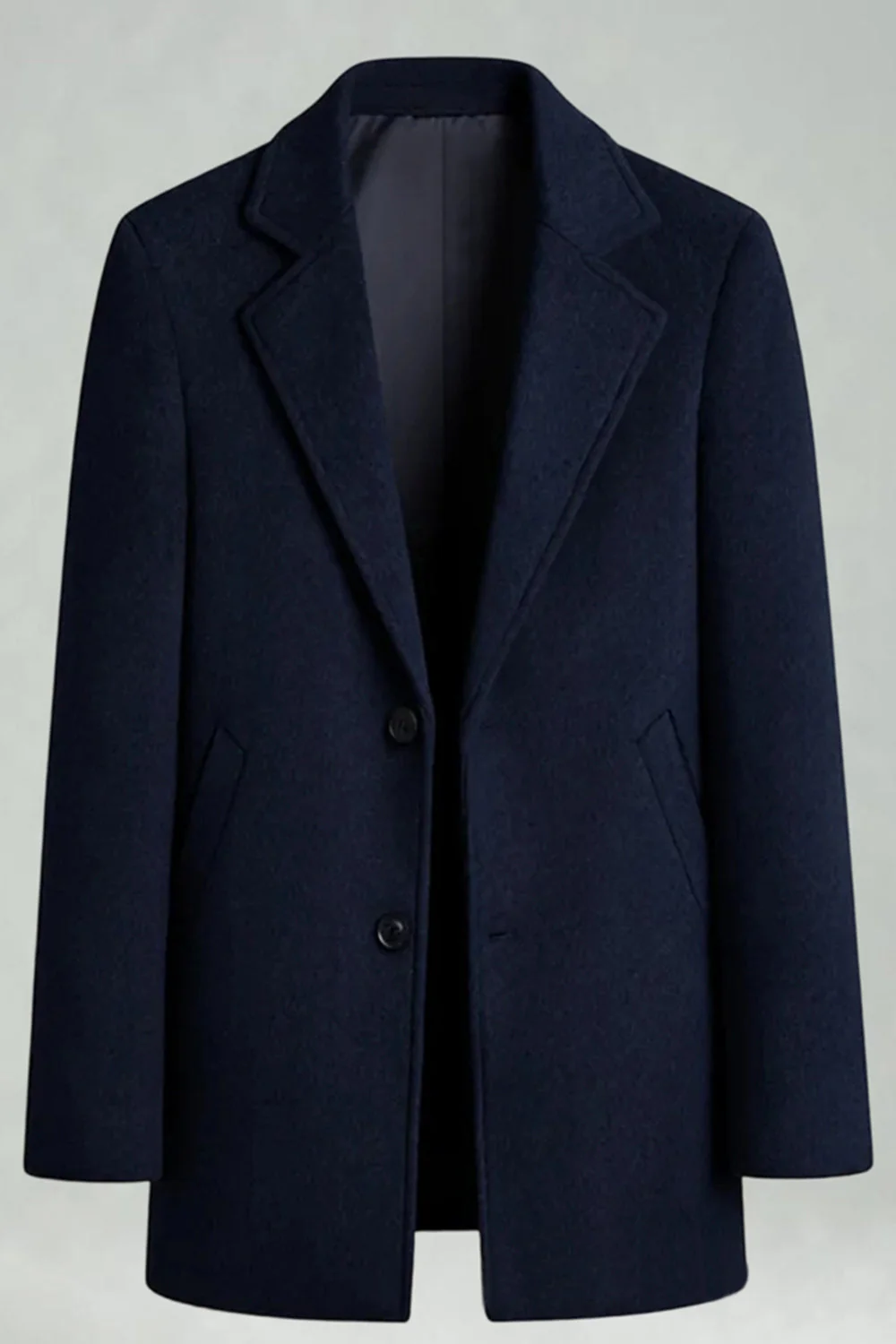 Black Single Breasted Notched Lapel Men's Winter Coat - Image 8