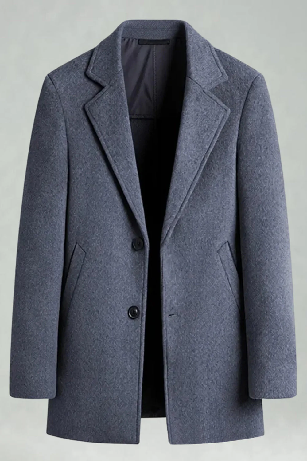 Black Single Breasted Notched Lapel Men's Winter Coat - Image 9