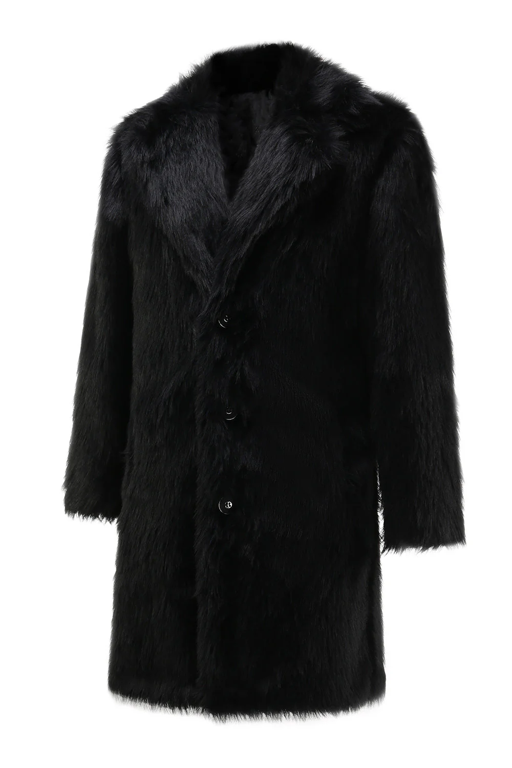 Black Soft Faux Fur Coat for Men - Image 3