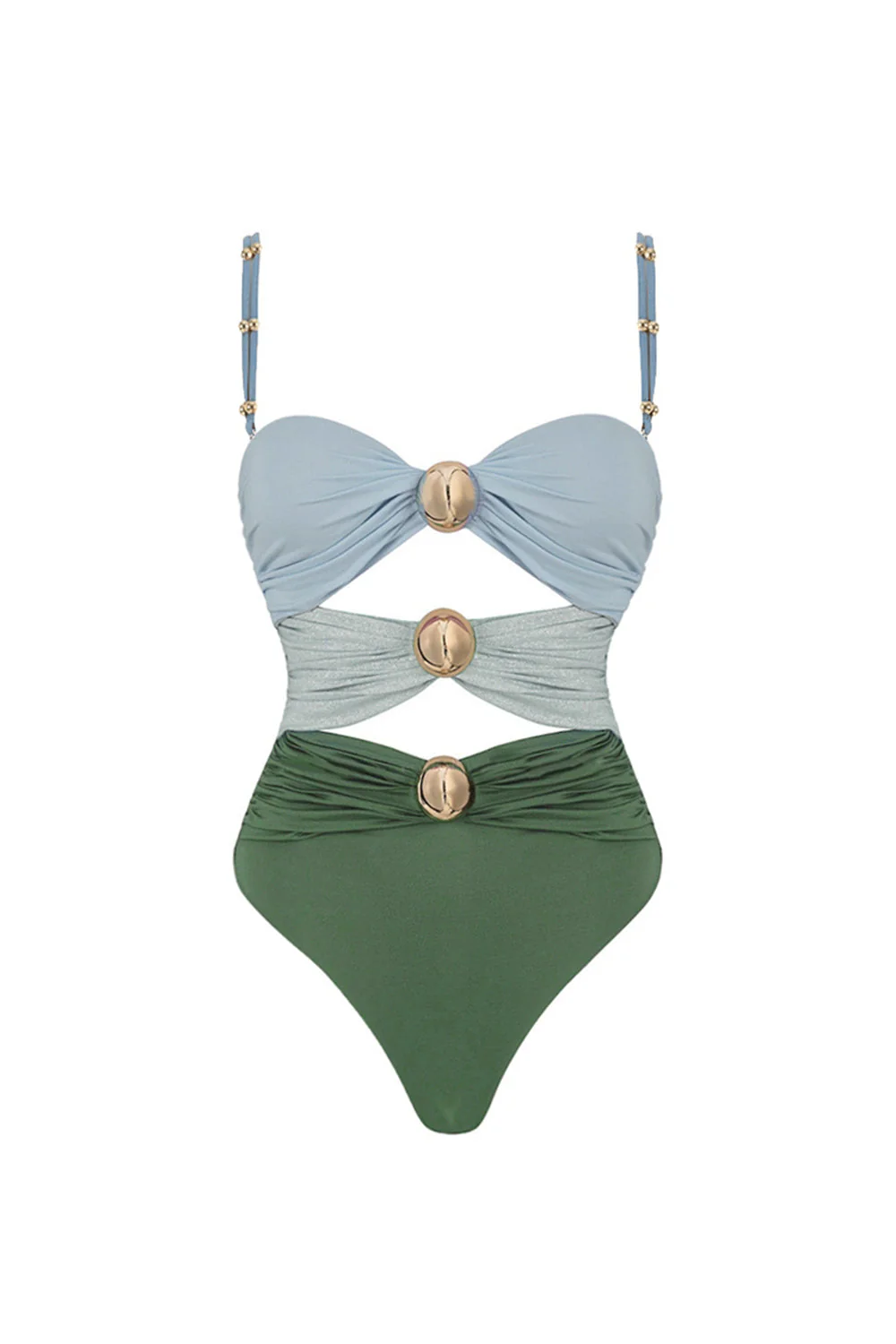 Black Spaghetti Straps 2 Piece Cut Out Swimsuit with Beach Dress - Image 5