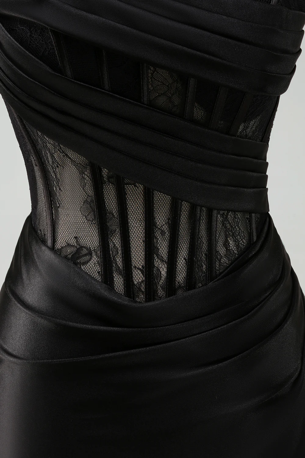 Black Strapless Mermaid Ruched Corset Long Prom Dress - Image 13