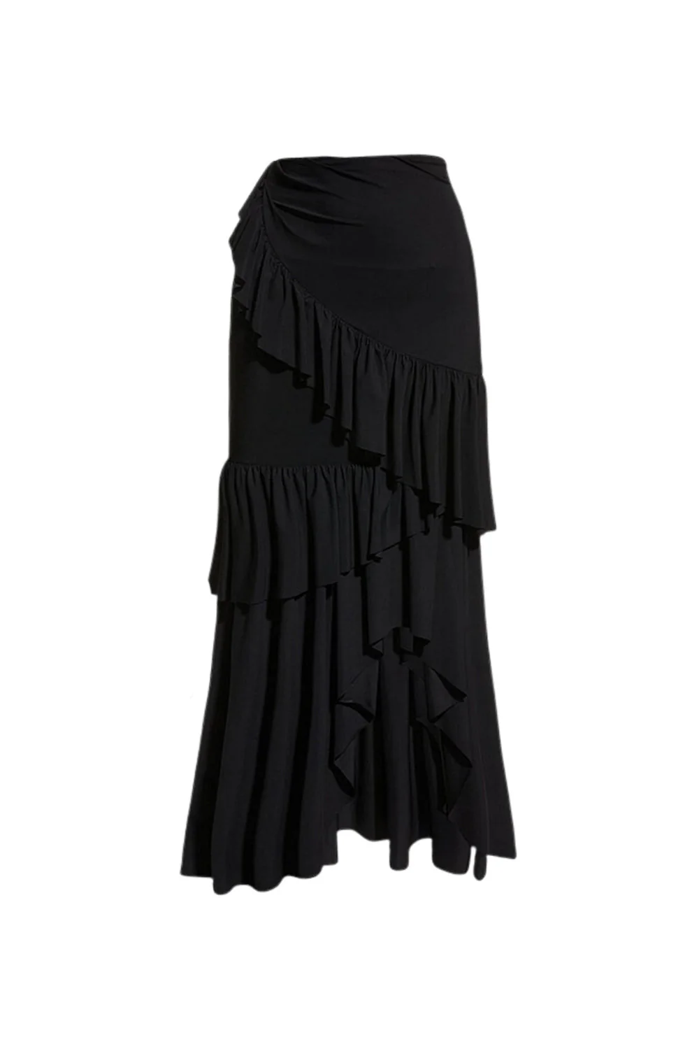 Black Striped 2 Piece Ruffled Swimsuit with Beach Dress - Image 3