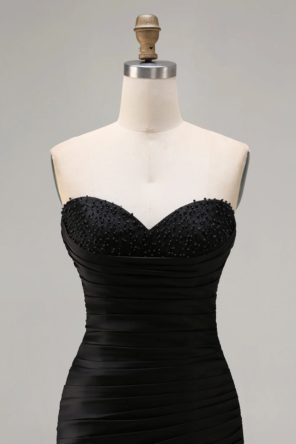 Black Sweetheart Mermaid Beaded Long Prom Dress with Ruffles - Image 4