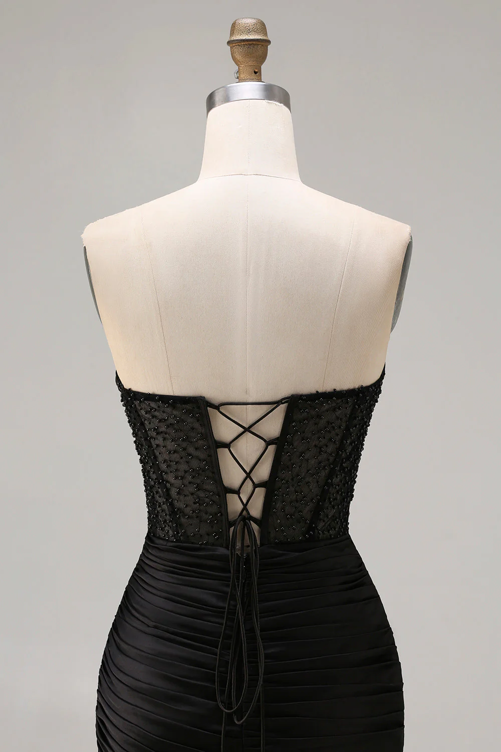 Black Sweetheart Mermaid Beaded Long Prom Dress with Ruffles - Image 5