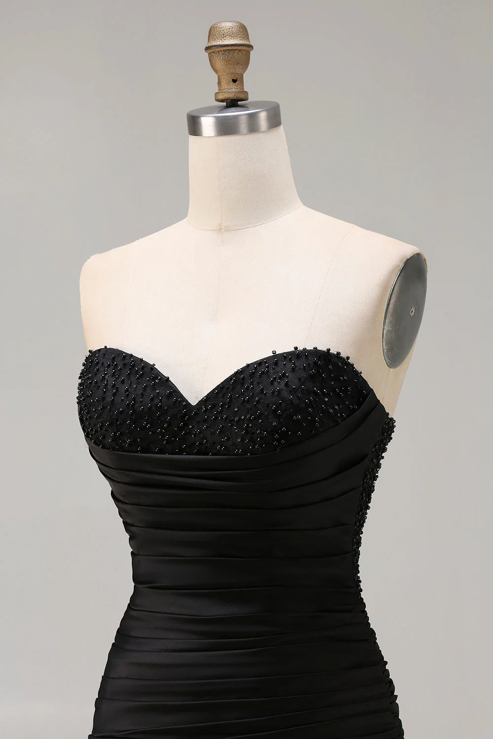 Black Sweetheart Mermaid Beaded Long Prom Dress with Ruffles - Image 6