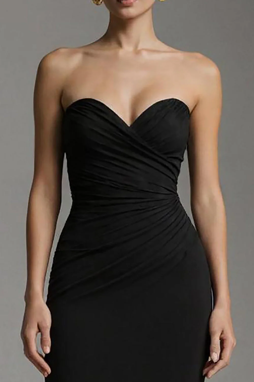 Black Sweetheart Mermaid Long Evening Dress with Ruffles - Image 2