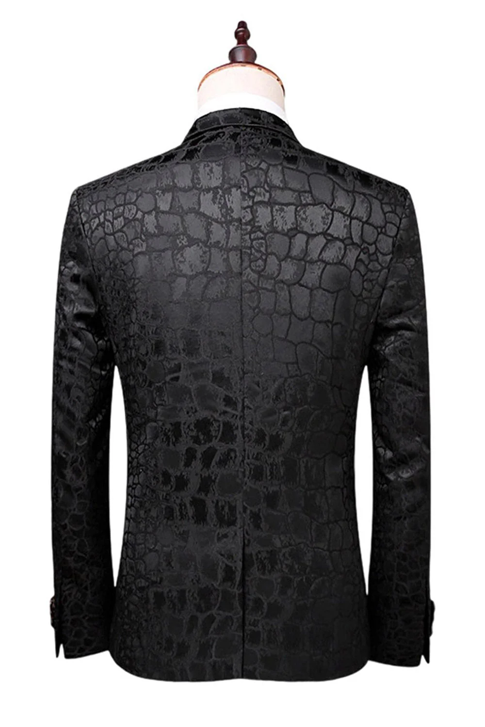 Black Texture Peak Lapel 2 Piece Prom Suits - Image 2