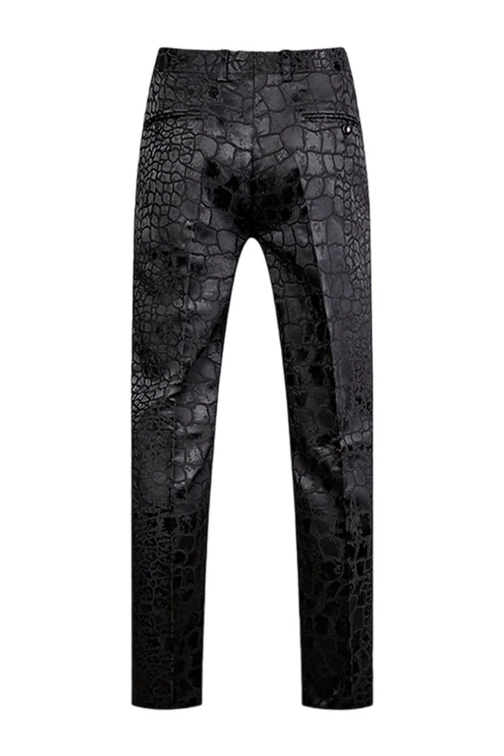 Black Texture Peak Lapel 2 Piece Prom Suits - Image 4
