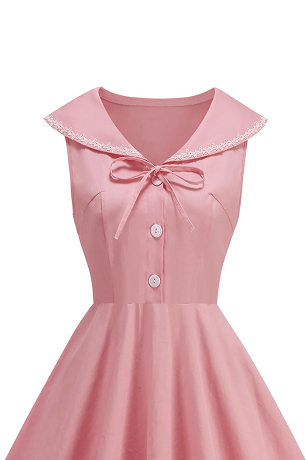 Black V Neck A Line 1950s Dress with Bow - Image 10