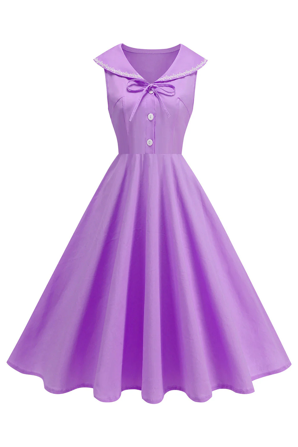 Black V Neck A Line 1950s Dress with Bow - Image 11