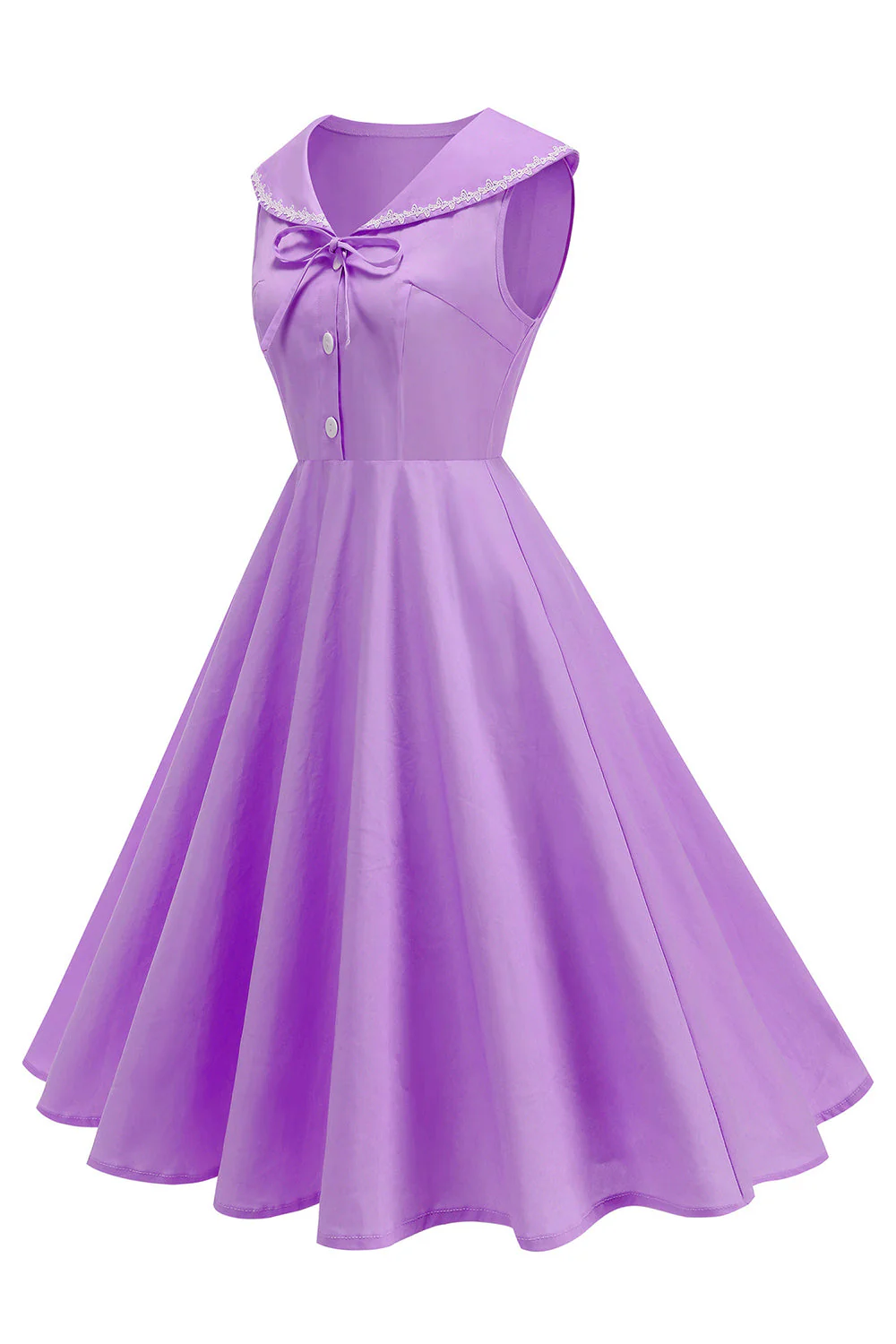 Black V Neck A Line 1950s Dress with Bow - Image 13