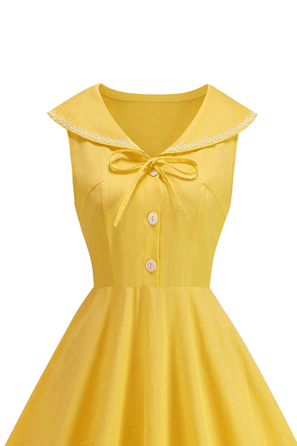 Black V Neck A Line 1950s Dress with Bow - Image 4