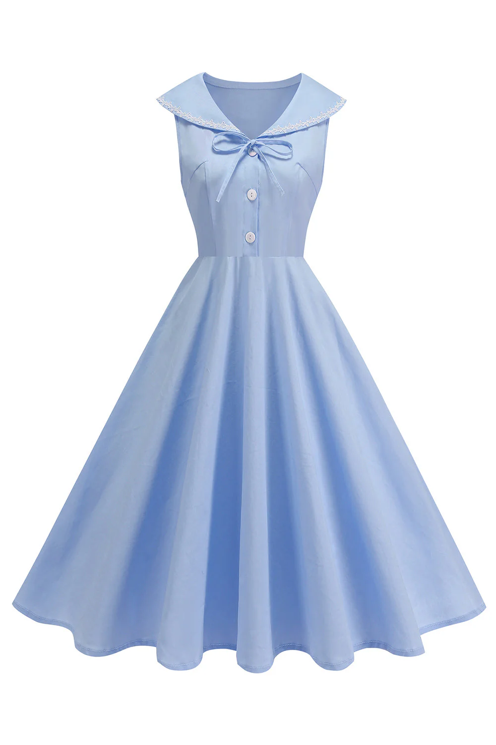 Black V Neck A Line 1950s Dress with Bow - Image 5