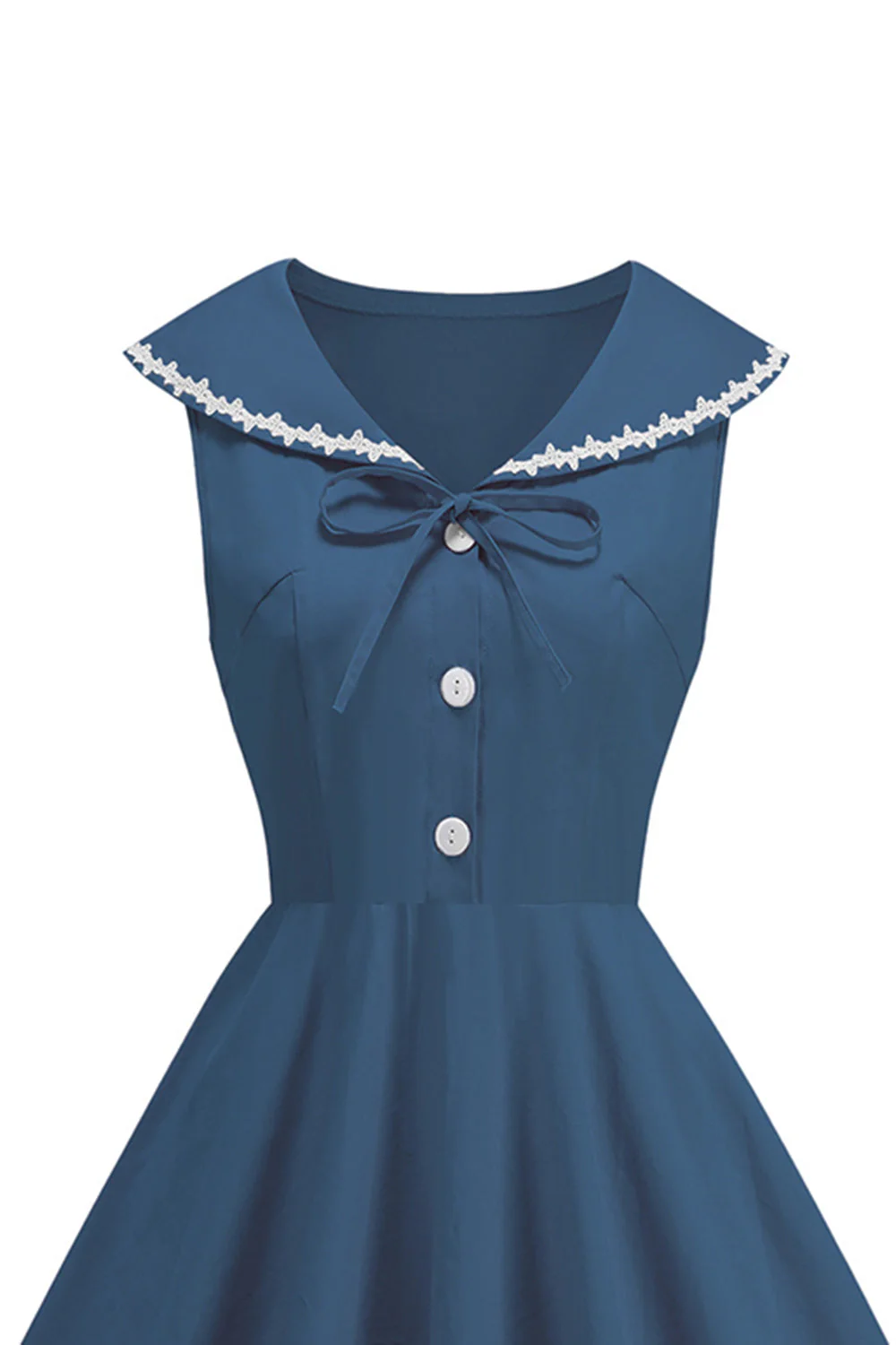 Black V Neck A Line 1950s Dress with Bow - Image 8
