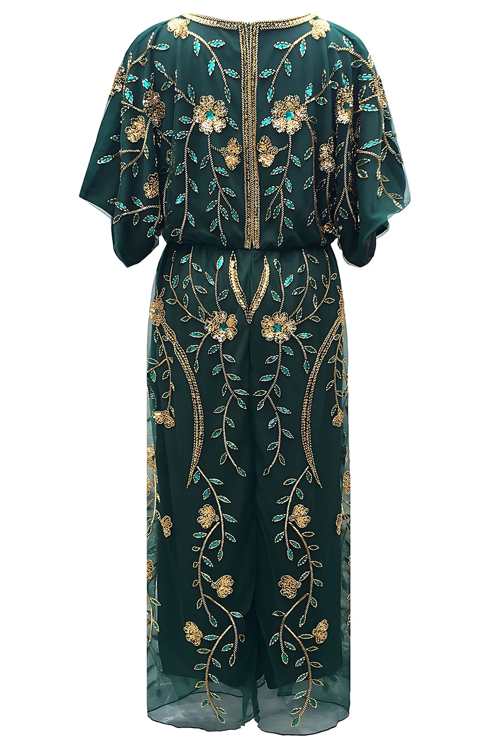 Black V-Neck Sequins Sheath Half Sleeves 1920s Dress - Image 4