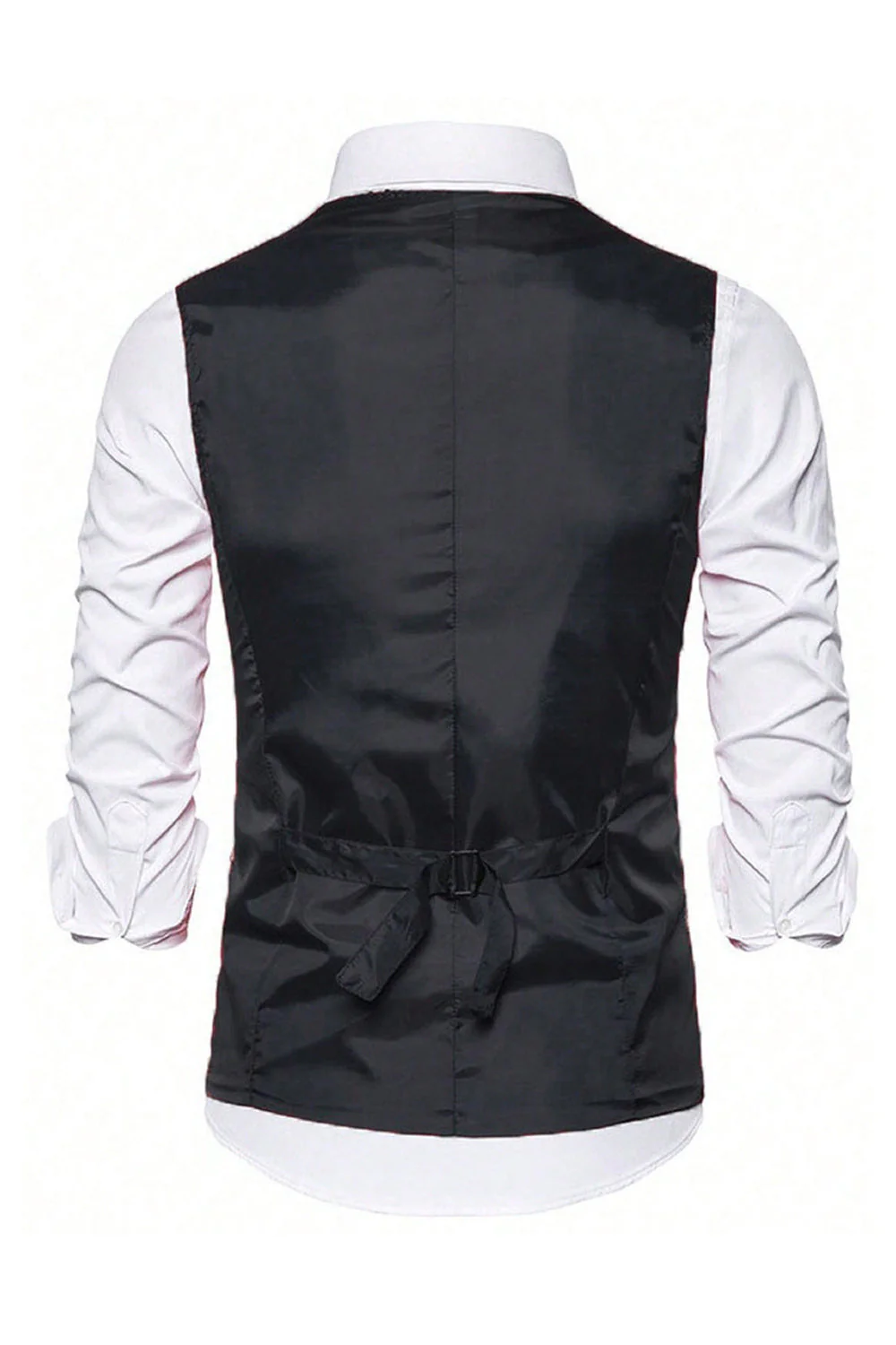 Black V-Neck Single Breasted Sequins Men's Suit Vest - Image 2