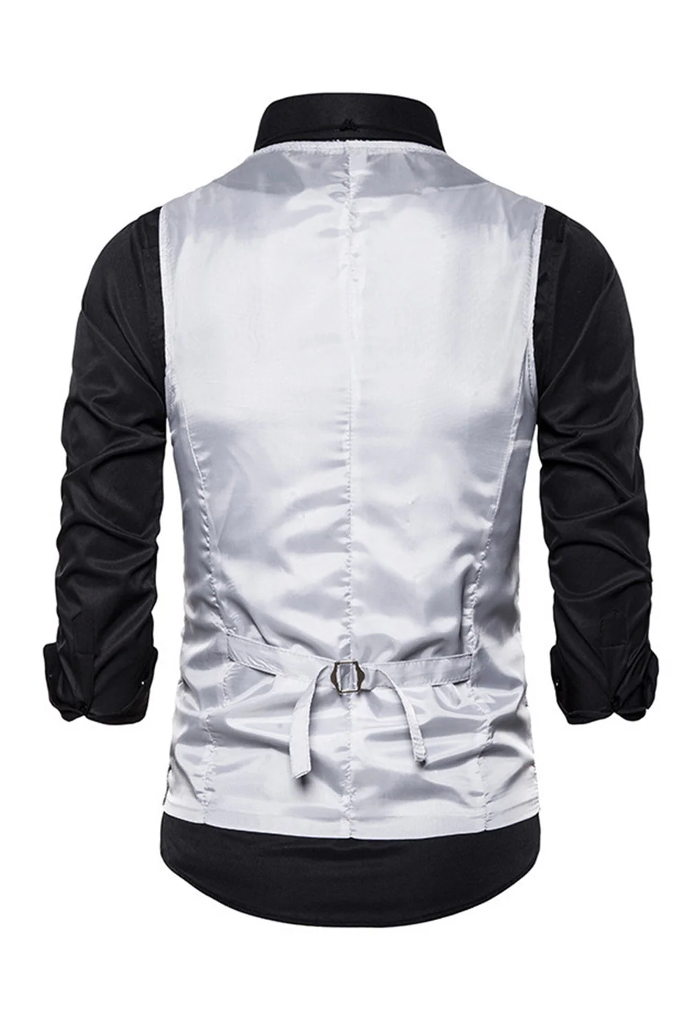 Black V-Neck Single Breasted Sequins Men's Suit Vest - Image 23