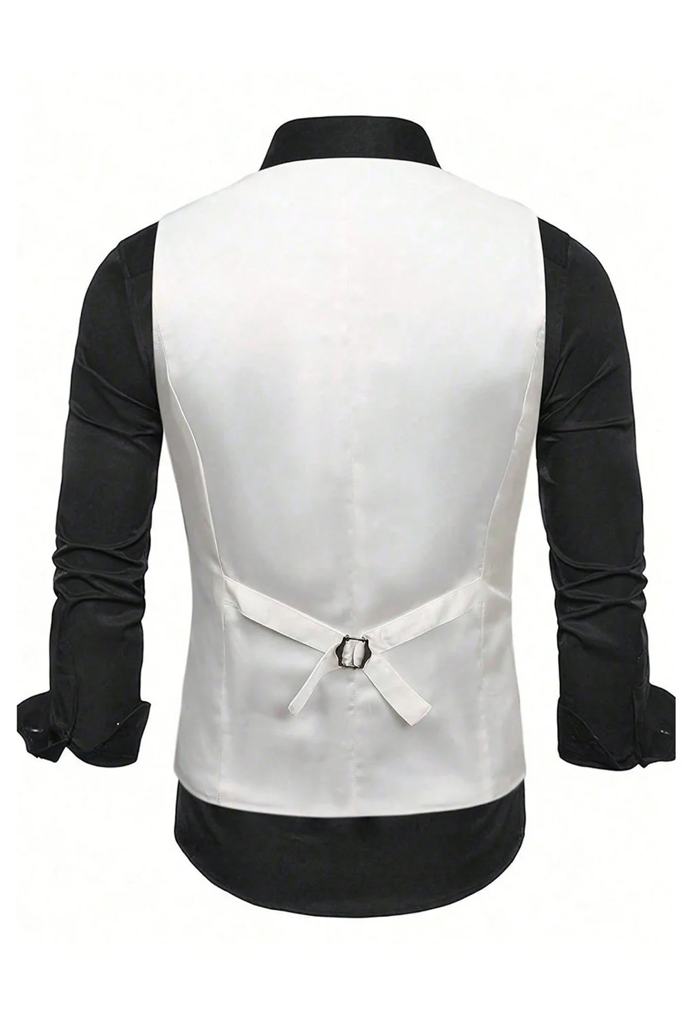 Black V-Neck Single Breasted Sequins Men's Suit Vest - Image 26